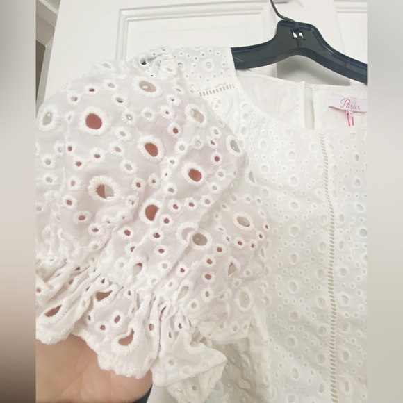 NWT Parker White Eyelet Short Sleeve Blouse - Picture 7 of 7